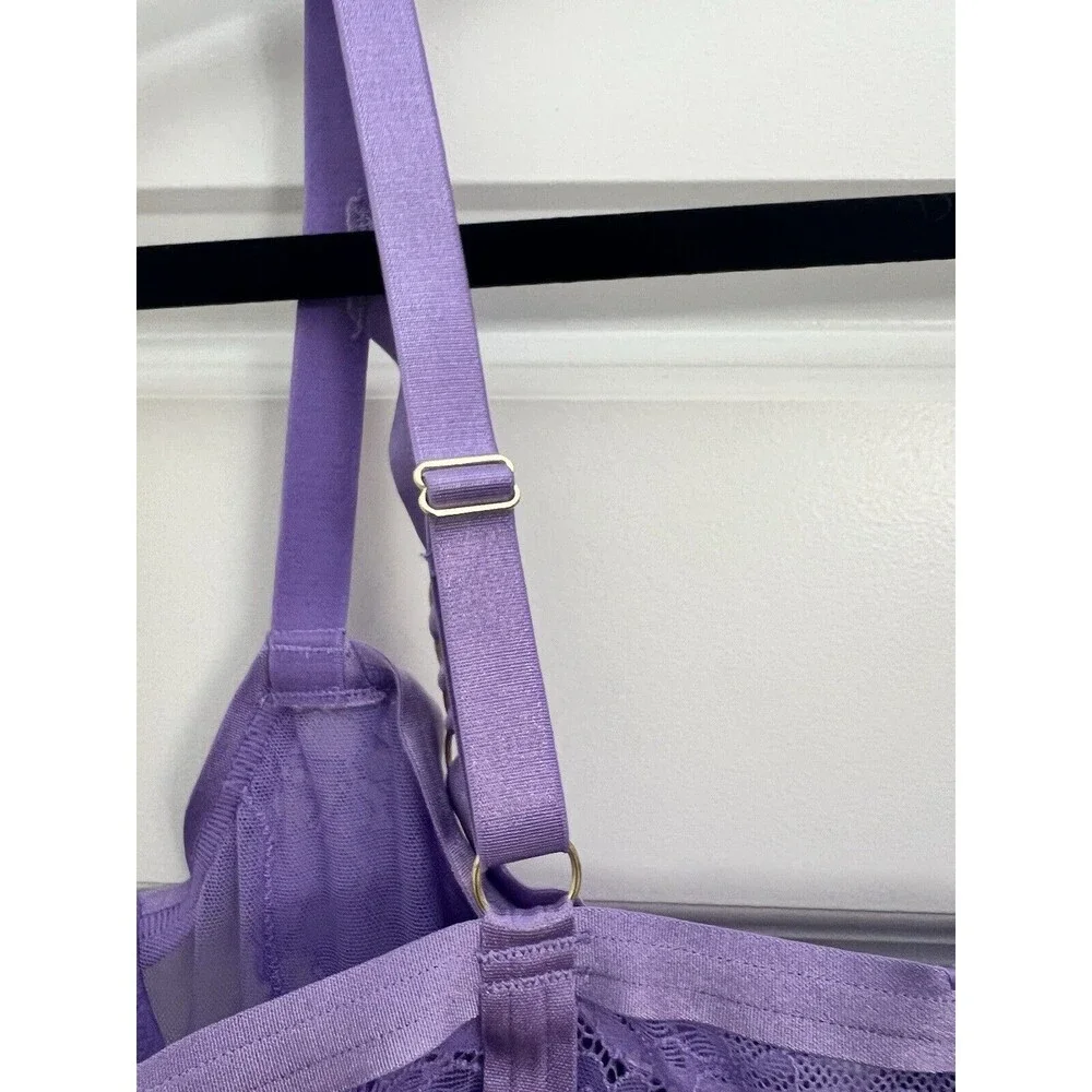 Torrid Curve Straps And Lace Underwire Bra Lilac W Plus Sz 1 Lingerie Floral NWT - Picture 8 of 13